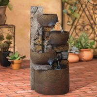 John Timberland Ashmill Rustic Outdoor Floor Water Fountain with Light LED 29" High Cascading Urn for Yard Garden Patio Deck Home