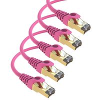 Maximm Cat7 Ethernet Cable, 6 Feet, Pink [5 Pack] Pure Copper RJ45 Gold-Plated Connectors 600 MHz, 10 Gbps. for Fast Speed & Performance. for Computers to Network Components
