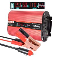 Car Power Inverter, imoli 1200W/2400W(Peak) DC 12V to AC 110V Converter Automotive Modified Sine Wave 3.1A USB 2 AC Outlets with LCD Digital Display