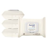 Aveeno Baby Hand & Face Baby Wipes with Oat Extract and Aloe, Fragrance-Free Wipes for Sensitive Skin, Free of Sulfates, Alcohol, and Parabens 25 Count (Pack of 4)