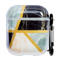 PHEZEN AirPods Case,Case for AirPods 2 & 1 Marble Case Cover,Women Girls Retro Marble Design Soft TPU Silicone Protective Skin Case Cover with Keychain for AirPods Charging Case 2&1,Black Gold