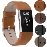 Compatible for Fitbit Charge 2 Bands, VOMA Genuine Leather Replacement Wristbands Bands for Fitbit Charge 2 HR Women Men Small Large Brown