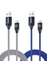 OKRAY 2 Pack 6ft.83M Durable Nylon Braided Micro USB 2.0 Charging Cable and Data Sync Charge Cord with Metal Connector Compatible for Android, HTC, Samsung, Nexus, LG, Power Bank (Black Blue)