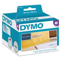 Dymo 36 mm x 89 mm LW Large Address Labels, 1 Rolls of 130, (260 Easy-Peel Labels), Self-Adhesive, for LabelWriter Label Makers, Authentic, Black Print on Clear