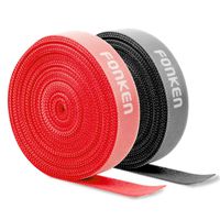 Hook & Loop Tape Fastener, 2 Roll FONKEN Reusable Fastening Cable Straps 0.78-inch Wide 5.5 Yard/Roll Cable Organizer and Management Perfect for Home or Office-Red+Black