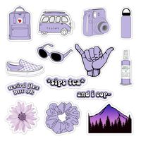 Vsco Girls Stickers for Water Bottles Big 14-Pack, Purple Waterproof Stickers for Hydro Flask,Laptop,Phone,Travel, Photo Sharing, Outdoor - Cute, Trendy, Aesthetic Vinyl Stickers for Teen Girls, Kids