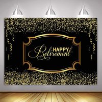 Black and Gold Retirement Party Backdrop MTMETY 10x7ft Glitter Congratulation Retirement Photography Background The Aged Retirement Party Banner Large Size Seamless Photo Booth Props HXME442