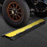 BestEquip 3 Pack Extreme Rubber Cable Protectors 2 Channel Cable Protector Ramp 11000lbs Capacity Rubber Speed Bump Rubber Traffic Speed Bumps Channel Cable Protector