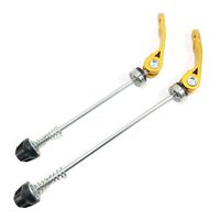 DEERU Road Mountain Bicycle MTB Wheel Hub Front and Rear Skewers Quick Release Clip Bolt Lever Axle QR 145/185 mm, a Pair (Gold)