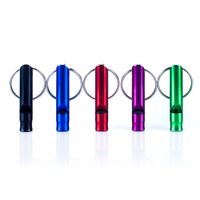 COMUSTER 5pcs Hiking Camping Survival Aluminum Whistle with Key Chain Emergency Whistles of Multiple Colors, Black/Blue/Red/Purple/Green