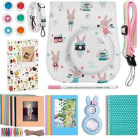 Katia Instant Camera Accessories Bundle Compatible for Fujifilm Instax Mini 9 / Mini 8+ / Mini 8 Instant Film Camera. Includes Camera Case, Album, Frame, Stickers, Strap,etc - Rabbit