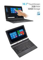 Mini Touch Screen Windows 2 in 1 Laptop Computer Tablet PC, 10.1" IPS 1280X800, Intel Atom Z8350, 2GB, 32GB, Dual Webcam, Micro SD, Bluetooth 4.0, USB, Wi-Fi, HDMI, Keyboard, Gray