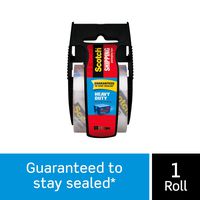 Scotch Heavy Duty Shipping Packaging Tape, 1 Roll with Dispenser, 1.88"" x 19.4 Yards, 1.5"" Core, Great for Packing, Shipping & Moving, Clear (142-700-H)