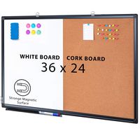 Combination Board, 36 x 24 Magnetic Whiteboard & Cork Board, Dry Erase Board Bulletin Combo Board for Home Office Classroom, Wall Mounted Memo Message Board