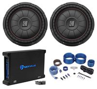 2 Kicker 43CVT124 COMPVT 12" 1600w Shallow Car Subwoofers+Mono Amplifier+Amp Kit