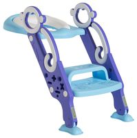 Toddler Toilet Training Seat with Non-Slip Ladder: Foldable Padded Potty Trainer with Step for Girls and Boys (Blue Purple)