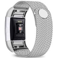 Bopha Replacement Bands Compatible for Fitbit Charge 2 Stainless Steel Metal Bracelet with Unique Magnet Clasp (Small, Silver)