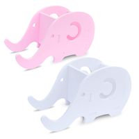homEdge Cell Phone Stand, Set of 2 Elephant Phone Tablet Desk Pen Pencil Bracket Holder, Desk Decoration Organizer-Pink+White
