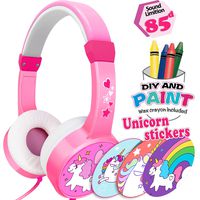 Unicorn Kids Headphones Over-Ear/On-Ear, Best Gift for Kids Boys Girls Ages 3-9 Years Old, 85dB Volume Limited Safe Headset, Wired Headphone, Girls DIY Headband for Toddlers Travel (Pink)
