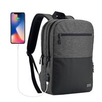 USTAR Slim Business Laptop Backpacks with USB Charging Port Water Resistant Daypack for Business College School Sports,Fits Under 14-Inch Laptop Notebook (Dark Gray)