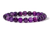 Cherry Tree Collection Gemstone Beaded Stretch Bracelet 8mm Round Beads | Medium (Purple Faceted Agate)