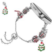 TOYOUTHS Christmas Bracelet Compatible with Fitbit Versa Bands Premium Metal Wristbands Replacement for Versa Lite Edition SE Holiday Strap Accessories Bangle with Mixed Beads Santa Theme