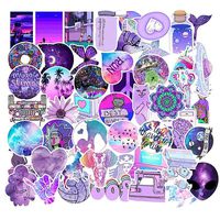 Jasion 50-Pcs Vinyl Purple Stickers Set Waterproof Cute Lovely Girls Teens Aesthetic Trendy Summer Graffiti Decals for Water Bottles Cars Motorcycle Skateboard Portable Luggages Ipad Laptops