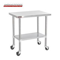 DuraSteel Stainless Steel Work Table 24" x 36" x 34" Height w/ 4 Caster Wheels -  Food Prep Commercial Grade Worktable - NSF Certified - Good For Restaurant, Business, Warehouse, Home, Kitchen, Garage