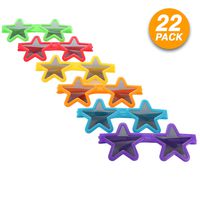 Ram-Pro Star Sunglasses Party Slotted Durable Children Eye Wear for Prop Favors Photo Booth Plastic Assorted Color Shades Costumes Cosplay Glasses for Kids & Adults (22 Pcs)