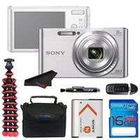 Sony DSC-W830 Digital Camera (Silver) + 16GB Pixi-Starter Kit (International Version)