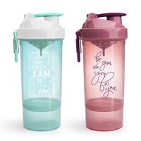 GOMOYO Smartshake Shaker Bottle with Motivational Quotes, Original2Go ONE 27 Ounce Protein Shaker Cup, Container Storage for Protein or Supplements (Two Pack - Be You Do You + I Am)