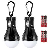 DealBang Compact LED Camping Light Bulbs with Clip Hook (Battery Included) 150 Lumens LED Hanging Tent Lights for Camping, Hiking, Backpacking, Fishing, Hurricane,Emergency, Outage (Black,2-Pcs)