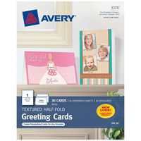 Avery Printable Half-Fold Greeting Cards, 5.5 x 8.5 Inches, Inkjet Printers, 30 Blank Cards (3378) - White