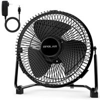 OPOLAR 2019 New Metal Desk Fan with AC DC Adapter, Quiet Small Personal Cooling Fan Electric, Two Speed Strong Airflow, 360° Rotation, Non-Slip Rubber Stand, Silent Desktop Fan for Office -8 Inches