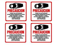 4 #204S SPANISH Video CCTV Security Surveillance Camera System Warning Decals | Commercial Grade | UV Fade Resisant | Adhesive | Easu Peel & Moun | Doors Windows Display Cases 4"x4"