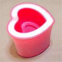 Qiduoduo Multi-Function Wireless Blue-Tooth Heart-Shaped LED Light Speaker Pen Container Flower Pot Loud Sound Good Gift for Girl/Girlfriend/Lover/Child Express Love Gift（Pink）