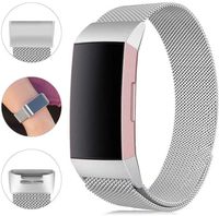 HILIMNY Replacement Bands Compatible for Fitbit Charge 3, Stainless Steel Metal Wristbands with Metal Lock for Women Men (Sliver, Large)