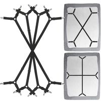 Siaomo Bed Sheet Fasteners Straps - 2 Way Adjustable Crisscross Sheet Corner Holder Straps Gripper Clips Elastic Sheet Band Suspenders Fasteners(2 Set/4Pcs, Black)