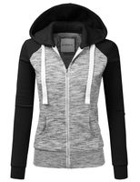 Doublju Womens Lightweight Soft Zip Up Raglan Fleece Hoodie Sweater Jacket MELANGEBLACK 1X Plus Size