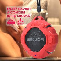 EBODA Shower Speaker, Waterproof Portable Bluetooth Speakers with Crisp Sound, IP67 Water Resistance Outdoor Wireless Speaker with Enhanced Bass, Built-in Microphone for Shower, Beach, Hiking- Red