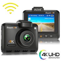 Rove Stealth 4K WiFi Car Dash Cam 2.35" IPS UHD 3840 x 2160p 150° Wide Angle Dashboard Camera Recorder with 8MP CMOS Sensor, H.265, WDR, Time Lapse, 24/7 Parking Mode, 512GB SD Slot, GPS, App View