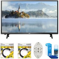 LG LJ500B Series 32" Class LED HDTV 2017 Model (32LJ500B) with 2 x 6ft High Speed HDMI Cable, Screen Cleaner for LED TVs & Transformer Tap USB w/6-Outlet Wall Adapter and 2 Ports