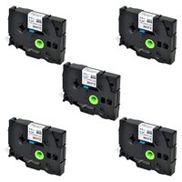 SuperInk 5 Pack Compatible for Brother HSe-221 HSe221 HS-221 HS221 Black on White Heat Shrink Tube Label Tape use in PT-D210 PT-D400 PT-E300 PT-E500 PT-P750WVP Printer (0.34''x 4.92ft, 8.8mm x 1.5m)
