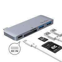 QacQoc USB Type C Hub Adapter, 5 in 1 Multi-Port USB 3.0 Type-C Adapter with 1 PD Charging Port,SD/Micro SD Card Reader,2 USB 3.0 Ports,Type-C USB for MacBook/Pro/Air(2018) and More(Gray)