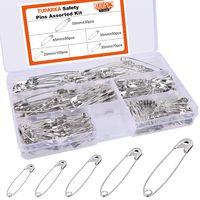 TUPARKA 5 Sizes Safety Pins Assorted Small Large Safety Pins for Home Office Use Art Craft Sewing Jewelry Making in a PP Box (25-55mm)