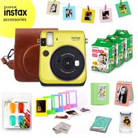 Fujifilm Instax Mini 70 Bundle (Yellow) - Fuji Camera Instant Film (60 Sheets) + 9-in-1 Accessory Bundle - Carry Case, 4 Color Filters, 2 Photo Albums, Assorted Frames & Much More