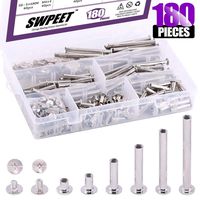 Swpeet 180Sets 6 Sizes Chicago Binding Screws Assortment Kit Metal Round Cross Head Stud Screw Posts Nail Rivet Chicago Button for DIY Leather Decoration Bookbinding (5 x 6, 10, 20, 30, 40, 50)