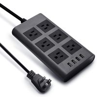 10ft 14AWG 15A 2.4A USB Power Strip Surge Protector SUPERDANNY Heavy Duty Extension Cord Flat Plug 6-Outlet 4-USB Fast Charging Ports for Phone iPad Computer Desktop Home Office Gray Black (Renewed)