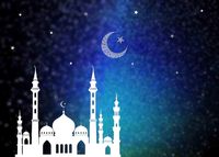 Gemten 7X5ft Mosque Silhouette in Night Sky Photo Backdrop Moon Stars Photography Background Muslim Ramadan Eid Mubarak Decorations