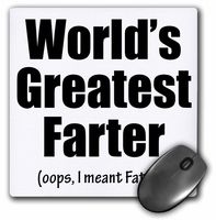 3D Rose"Worlds Greatest Farter.Oops I Meant Father. Black." Matte Finish Mouse Pad - 8 x 8" - mp_193246_1